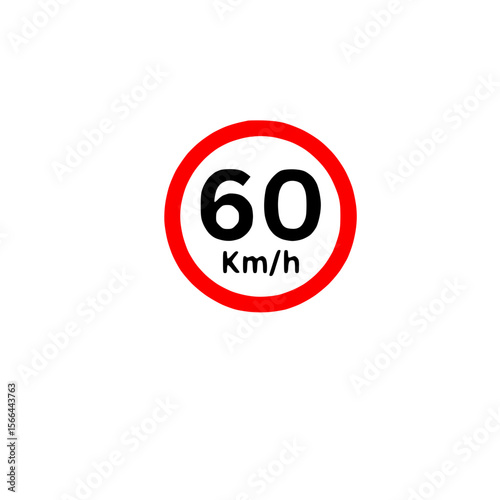 Speed limit 60 sign vector- road traffic speed  regulation icon.