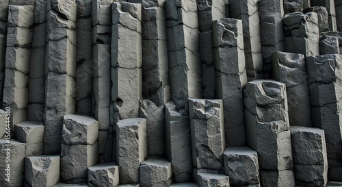 흑백 대비 웅장한 검은 현무암 기둥들 아름다운 질감