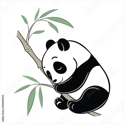 panda with bamboo leaves , ai generator