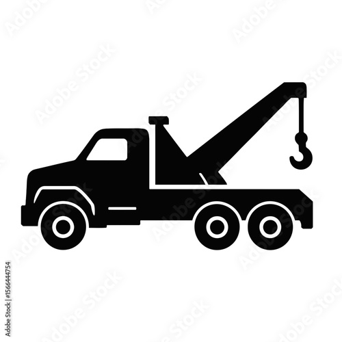 Tow Truck Silhouette Vector for Vehicle Recovery and Roadside Assistance