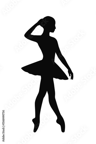 Ballet Dancer Silhouette Vector in Graceful Ballerina Pose