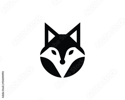 Minimalist black and white abstract fox head logo design