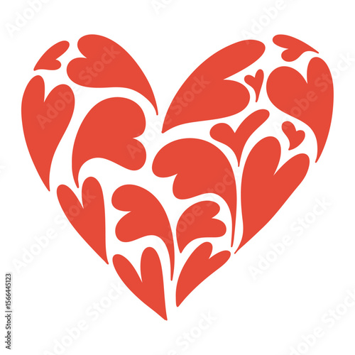 Small Red Hearts Creating a Shape of a Heart Vector Icon Logo