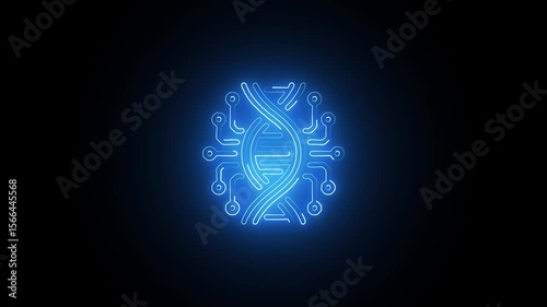 Glowing neon Dna icon isolated on black background. HD Video motion graphic animation