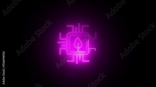 Glowing neon Green Technology icon isolated on black background. HD Video motion graphic animation