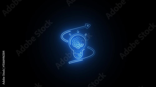 Glowing neon Innovation icon isolated on black background. HD Video motion graphic animation