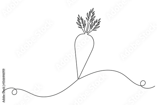 Carrot vegetable in continuous one line art drawing style minimalist single line unique carrot plant growing  vector illustration.