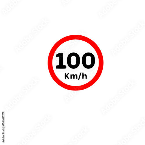 Speed limit 100 sign vector- maximum road speed traffic icon. 