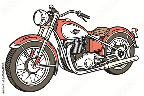 Vintage Red Motorcycle with Chrome Details retro classic