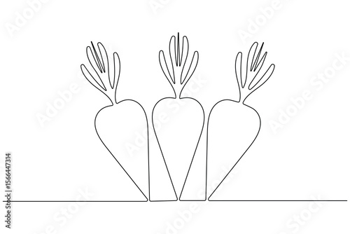 Carrot vegetable in continuous one line art drawing style minimalist single line unique carrot plant growing  vector illustration.