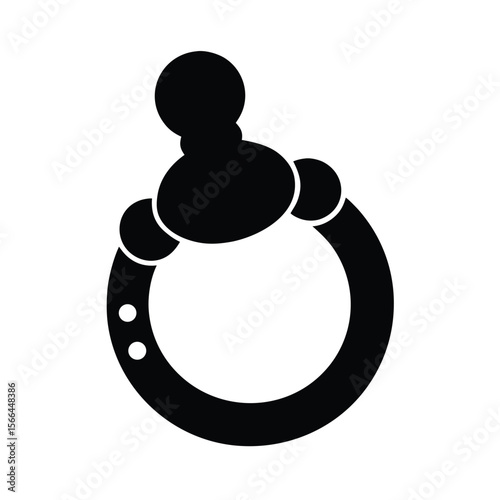 Black and White Baby Rattle Toy Icon Illustration Design