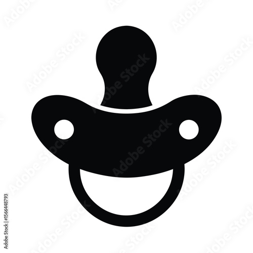 Black and White Pacifier Icon for Baby and Infant Care