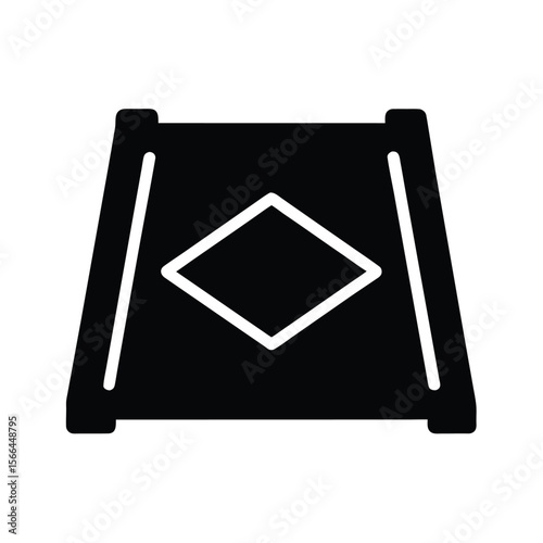 Black and white road work ahead sign icon illustration