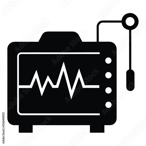 Black vital sign monitor displays a waveform, showing a varying line against the transparent background
