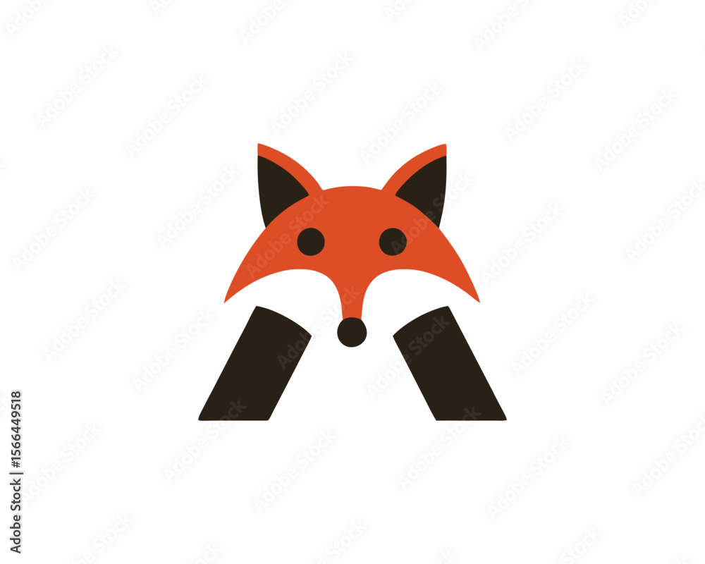 Obraz premium Abstract geometric fox head logo design on white background