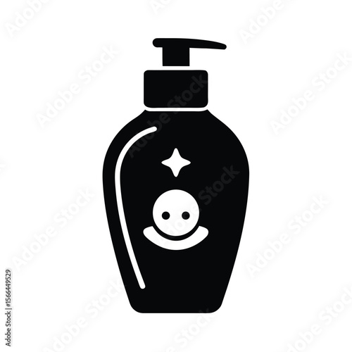 Black and White Baby Lotion Bottle with Pump Dispenser Icon