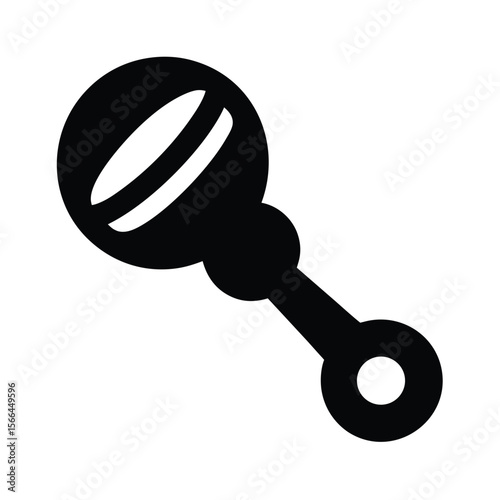 Simple Black Baby Rattle Icon on a White Background
