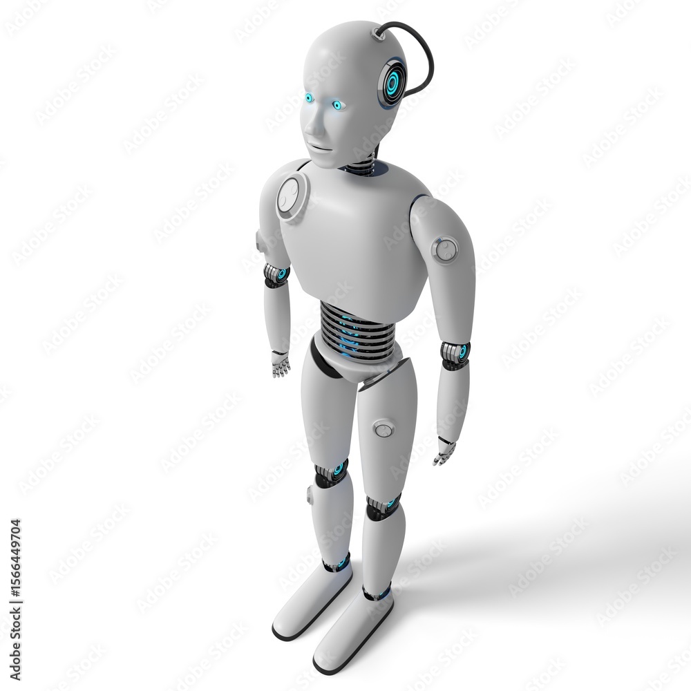 Fototapeta premium Single humanoid robot - 3D illustration