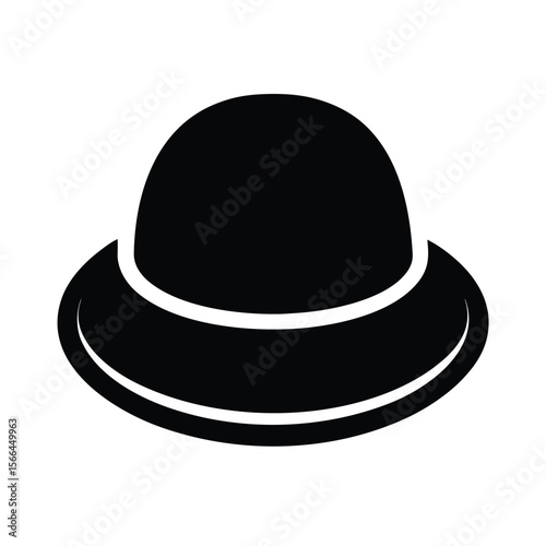Simple Black and White Cloche Hat Silhouette Illustration Design