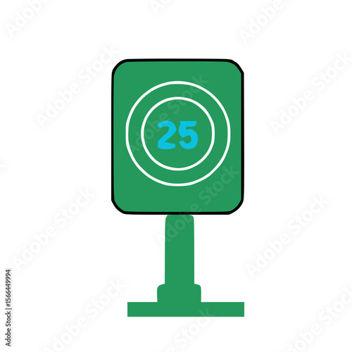 Speed limit 25 sign vector- slow speed road traffic icon.