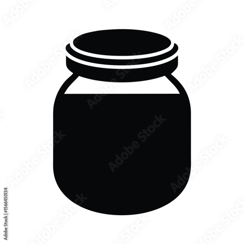 Black and White Illustration of a Jar with a Lid