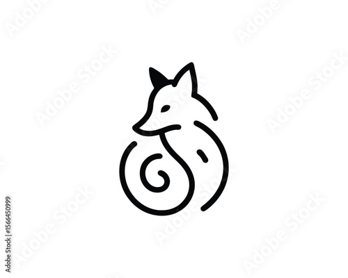 Elegant minimalist line art fox logo design on white background