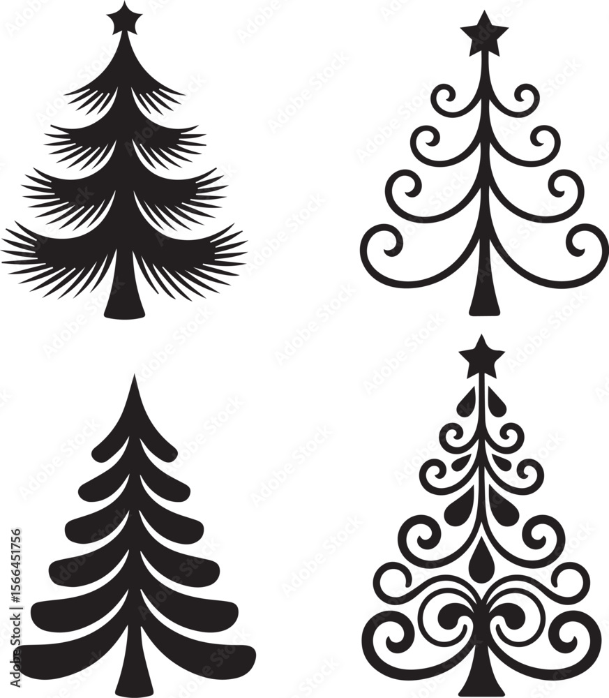 Obraz premium chirstmas tree silhoutte vector illustration