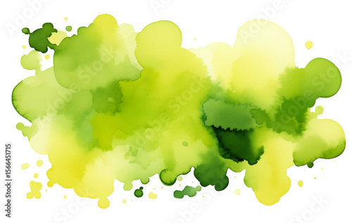 Watercolor green and yellow spot background, abstract vector design. Textured illustration, wallpaper hand drawn art for greeting cards and invitations