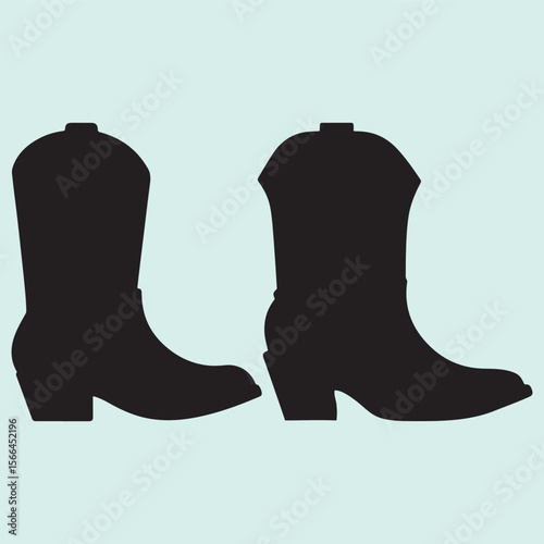 Cowgirl Boot Silhouette Icon Set Western Fashion and Rodeo Style