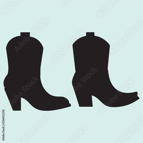 Stylish Cowgirl Boot Silhouette Set Rustic Western Footwear Icon