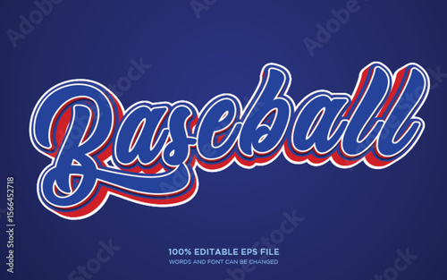 baseball editable 3D text style effect	
