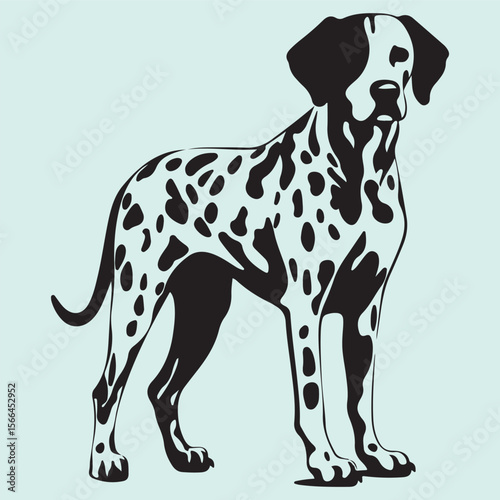 Dalmatian Dog Silhouette Icon Spotted Pet Animal Vector