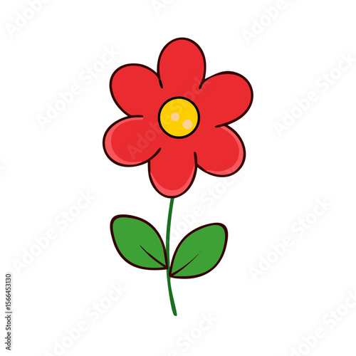 Cheerful Red Flower Simple Cartoon Illustration Childrens Book Design Element