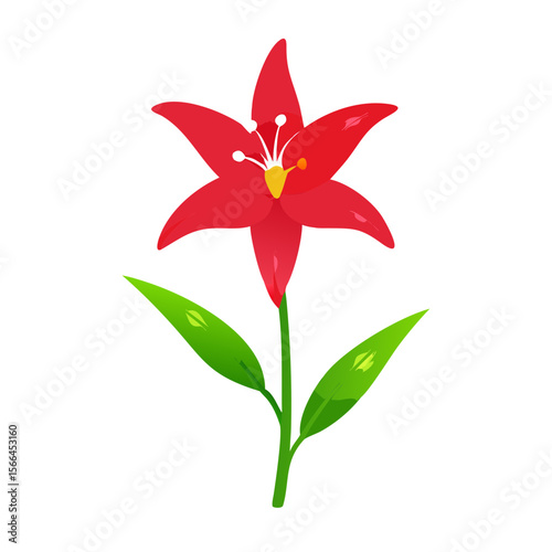 Vibrant Red Lily Flower Illustration Simple Design Springtime Floral Graphic
