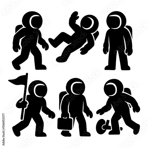 Fototapeta Naklejka Na Ścianę i Meble -  Astronaut Silhouette Collection – Transparent Background