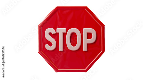 3D Bold Stop Sign close-up frontal view, smooth red texture, clean studio lighting vector