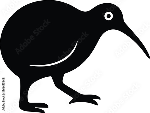 Silhouette kiwi bird simple vector illustration isolated on white background