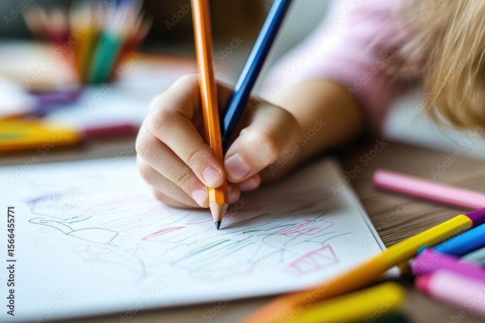 Creative drawing activity for kids at home educational content engaging environment close-up view Creative drawing activity for kids at home educational content engaging environment close-up view