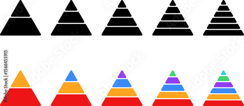 Triangular pyramid colorful icon. triangular pyramid infographics. educational materials. diagrams with ascending levels. Pyramid infographic