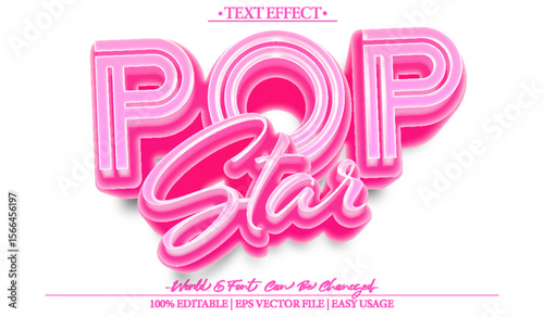 Pop Star Vector Text Effect Editable Alphabet Retro Club Music Party Rock