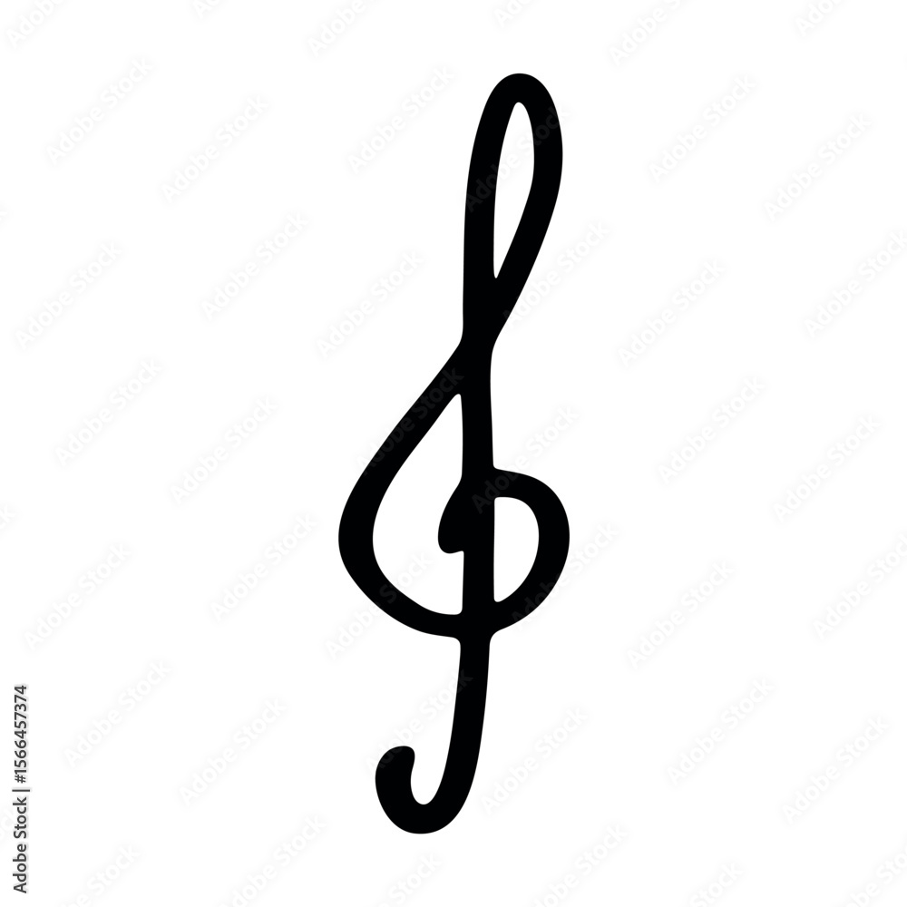 Fototapeta premium Treble clef doodle. Hand drawn musical symbol. Single element for print, web, design, decor, logo