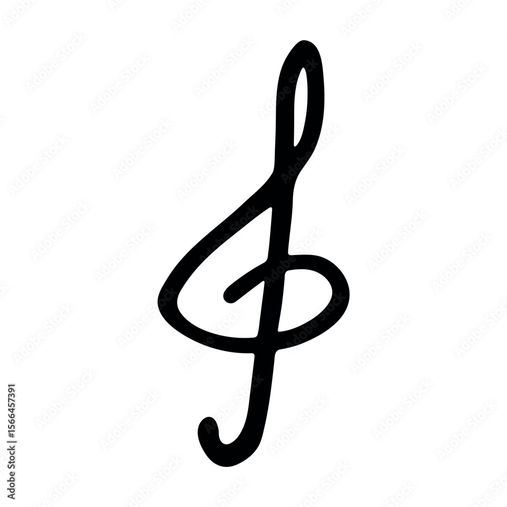 Fototapeta premium Treble clef doodle. Hand drawn musical symbol. Single element for print, web, design, decor, logo