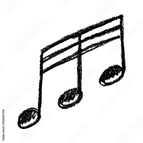 Musical note doodle. Hand drawn musical symbol. Single element for print, web, design, decor, logo