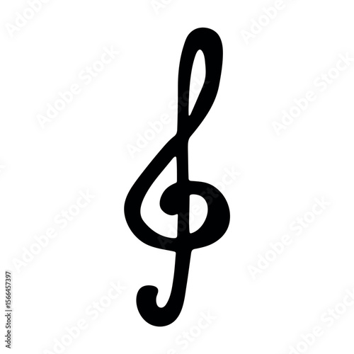 Treble clef doodle. Hand drawn musical symbol. Single element for print, web, design, decor, logo