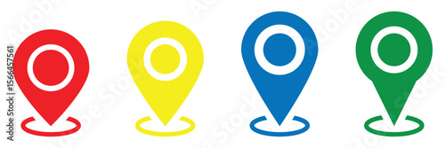 Location icon set. Flat icon set of location and map pins. Map pin. Location pin on a plain white background