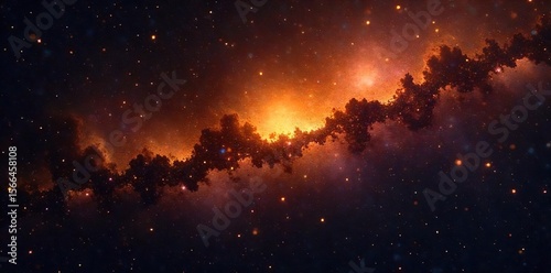 Dark Brown Night Sky, Glittering Stars, Cosmic Nebula A Mysterious and Wonderous Deep Space Scene