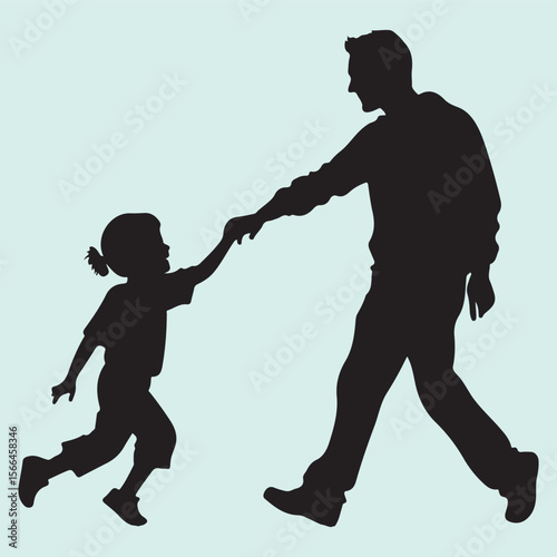 Dad and Child Dance Time Silhouette Icon Parenting Love Scene