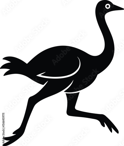 Silhouette running ostrich elegant design vector illustration