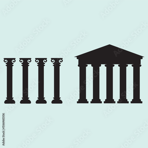 Classic Architectural Column Silhouette Set Ancient Structure Icons