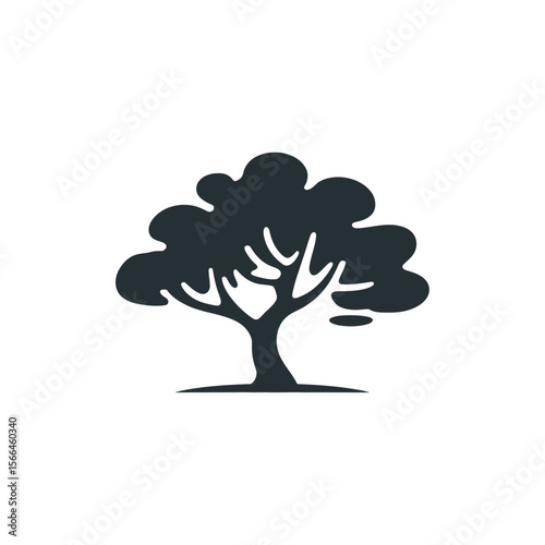 Vector illustration of a tree silhouette with green leaves, perfect for nature and ecological designs